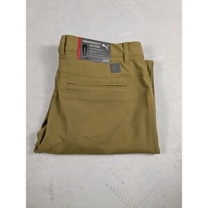 Puma Golf Mens Performance Fit Stretch Flat Front Casual Chino Pants 33x32 Khaki
